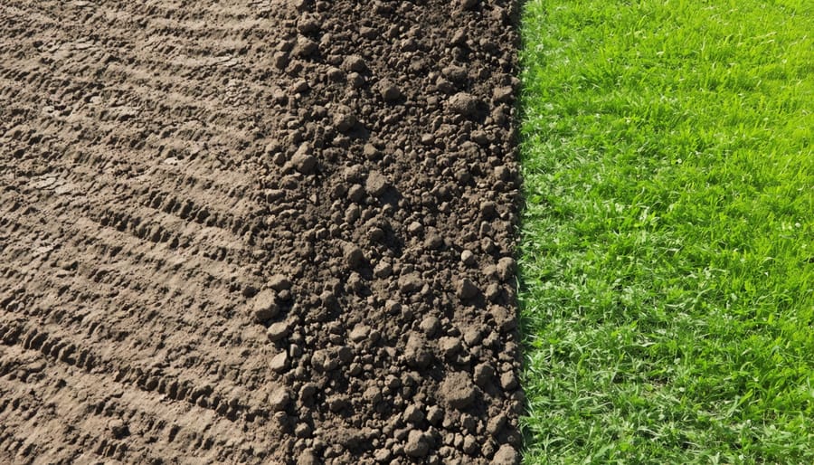 Split image showing mulching, cover crops, and other soil protection techniques across different seasons