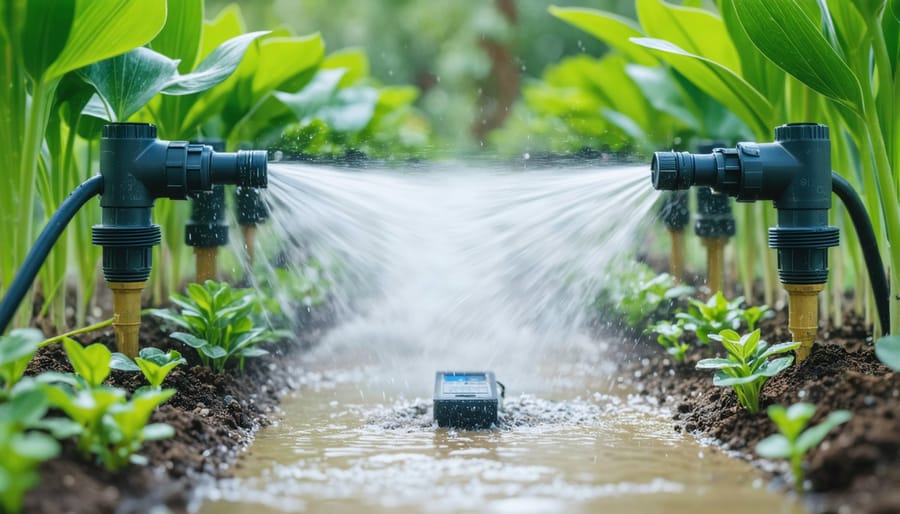 Modern water-efficient irrigation system with smart controls and drip technology
