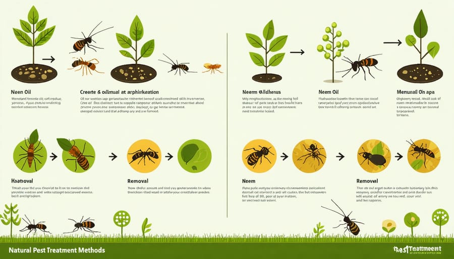 Visual guide demonstrating natural pest control methods for houseplants
