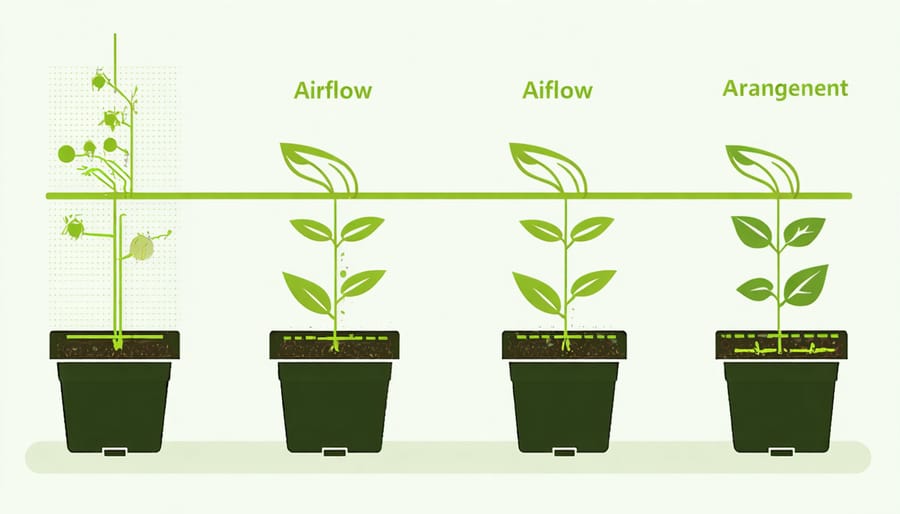 Indoor plant collection showing optimal spacing and ventilation setup