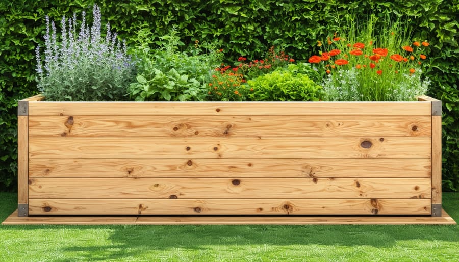 Wheelchair-accessible raised garden bed with clear knee space and appropriate height for seated gardening