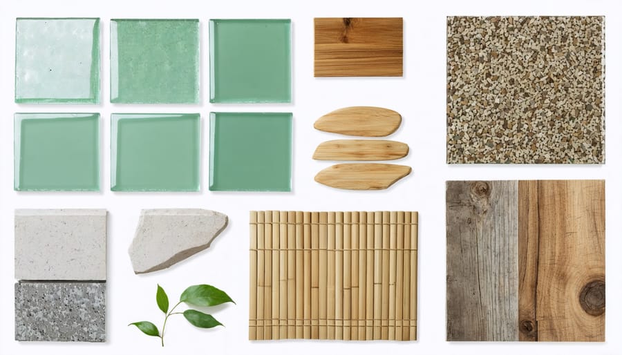 Display of eco-friendly interior design materials and finishes
