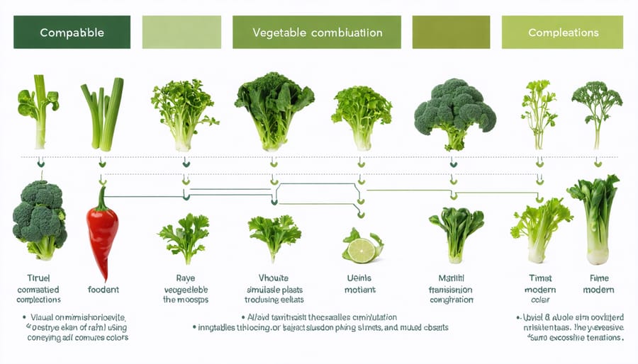 Companion planting chart showing which vegetables grow well together