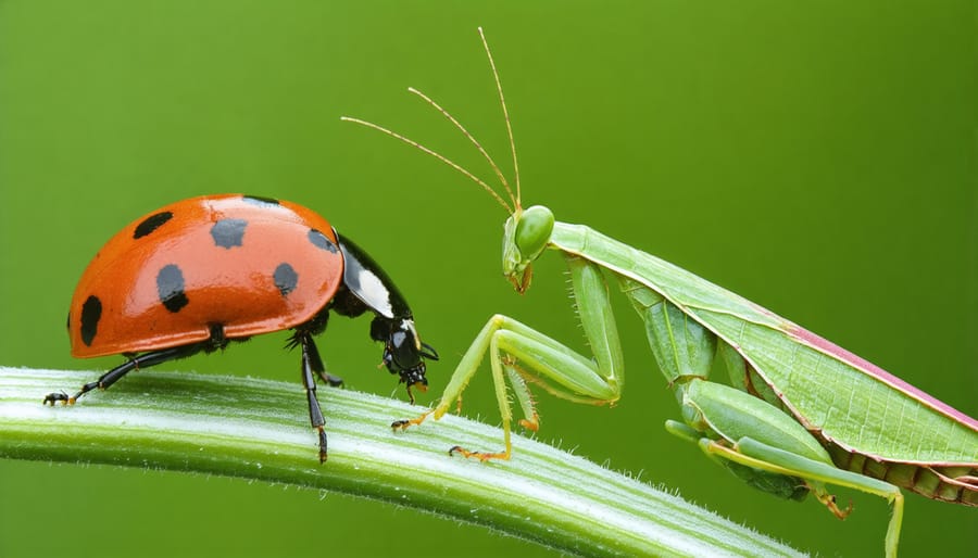 Beneficial insects naturally controlling garden pests on plants