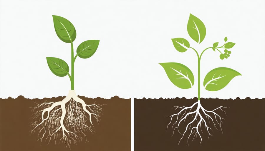 Comparison showing soil structure differences between diverse and monoculture plantings