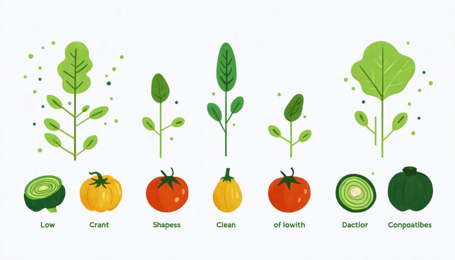 Illustrated chart showing beneficial vegetable companion planting arrangements