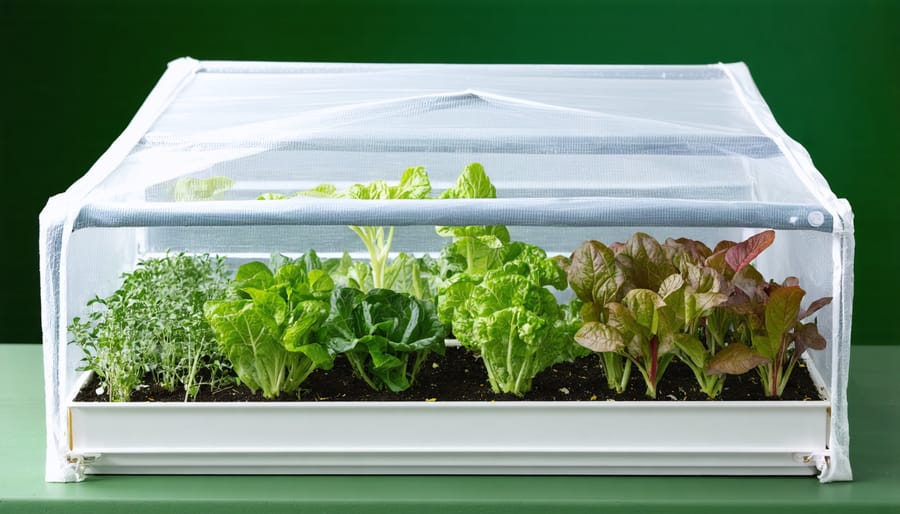 Cross-section view of multiple protective layers used to shield plants from extreme winter conditions