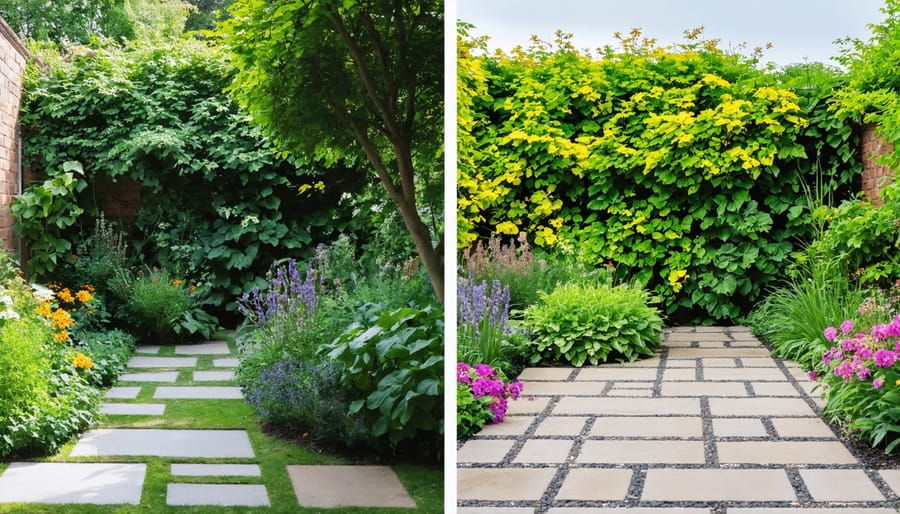 Before and after comparison showing the transformation of a vegetable garden with professional consultation