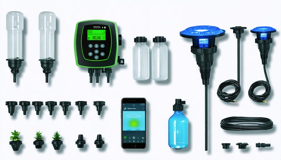 Modern smart irrigation system setup with digital controls