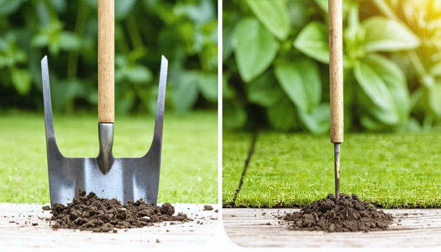 Different types of 3-prong cultivators showing size and design variations