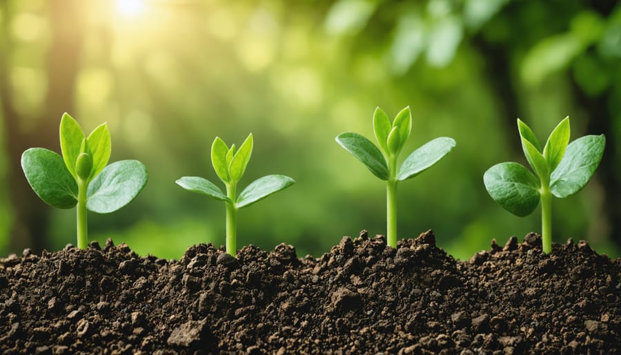 Side-by-side comparison of container plants in garden soil versus potting mix showing health differences