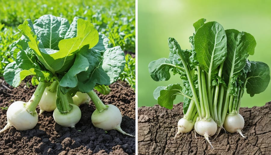Visual comparison showing the effects of good versus poor companion planting with kohlrabi