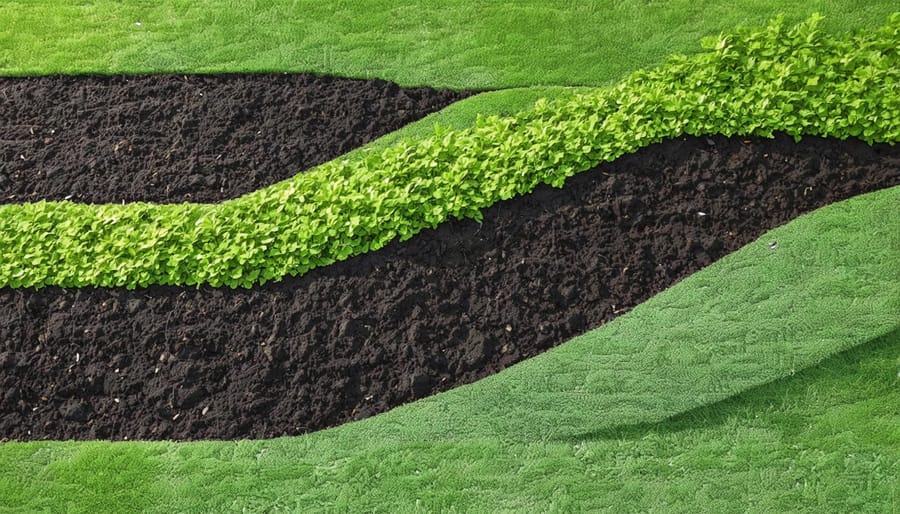 Sequential images showing proper mulching application for erosion control on a slope