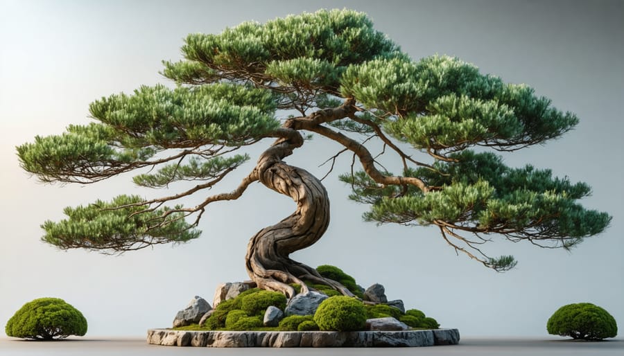 Japanese pine tree sculpted in traditional cloud pruning style