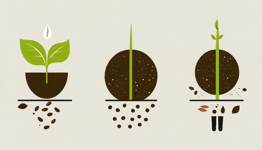 Visual guide showing the process of adding amendments to potting soil