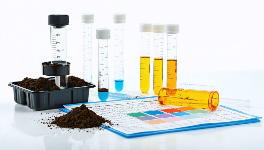 Complete soil testing kit displaying various testing tools and equipment