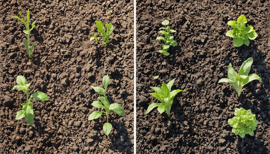 Comparison showing structural differences between tilled and no-till garden soil