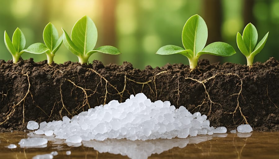 Gardener watering raised garden bed with gentle spray to leach salts from soil