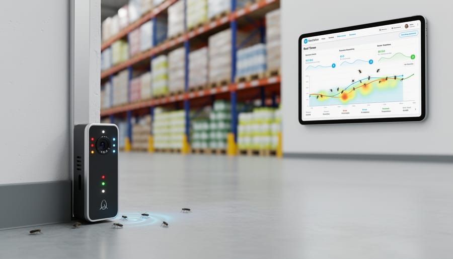 Smart sensor device installed in greenhouse for AI-powered pest monitoring