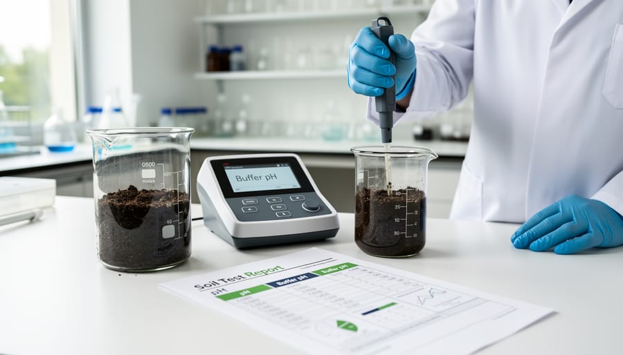 Soil sample in laboratory container being tested with water addition