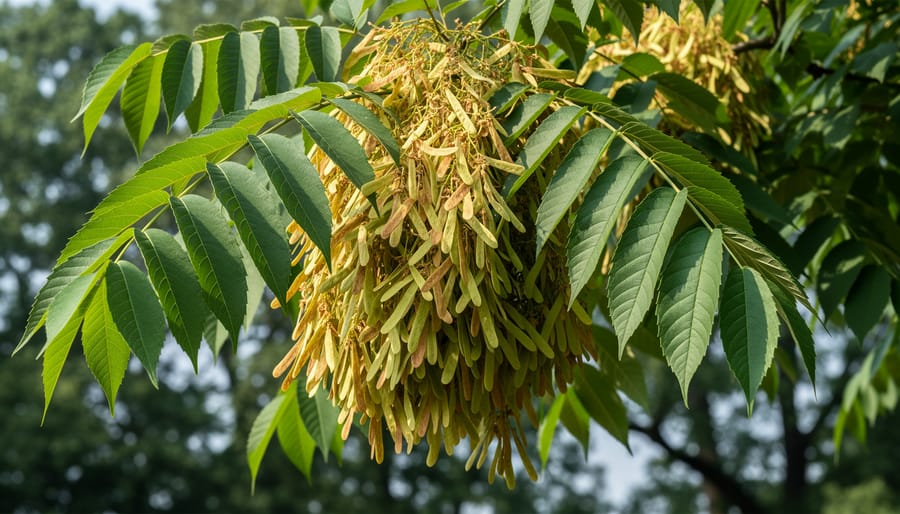 Tree of Heaven branches showing compound leaves and seed clusters